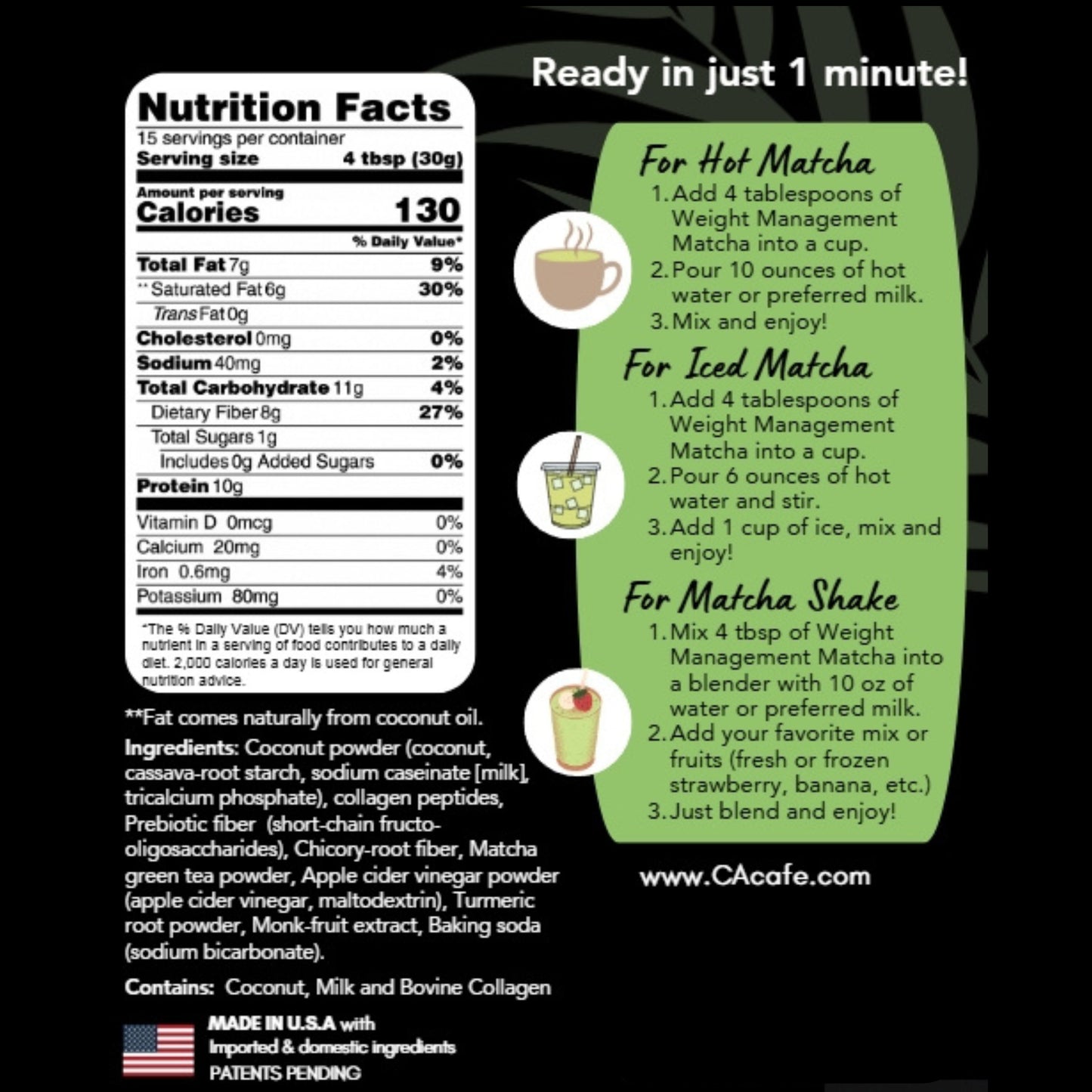 Coconut Weight Management Matcha | No Added Sugar