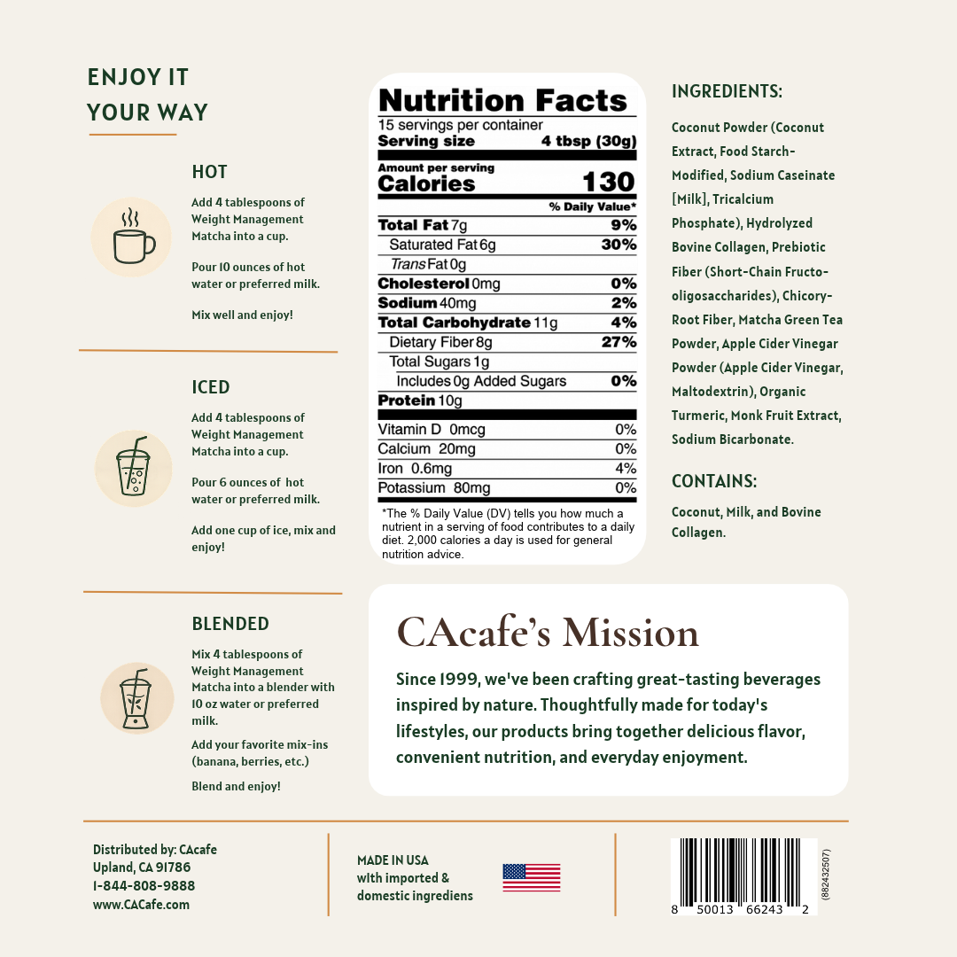 Coconut Weight Management Matcha | No Added Sugar