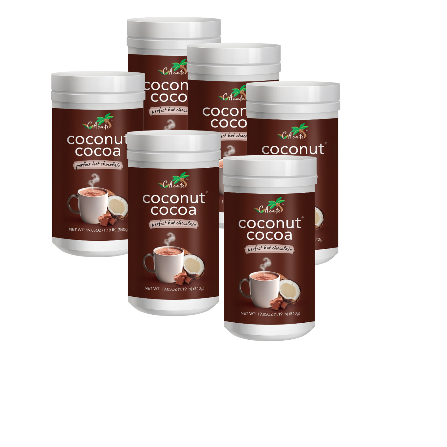6 pack of Coconut Cocoa (New Look) _ 19.05oz each