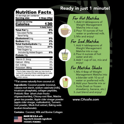 Coconut Weight Management Matcha | No Added Sugar