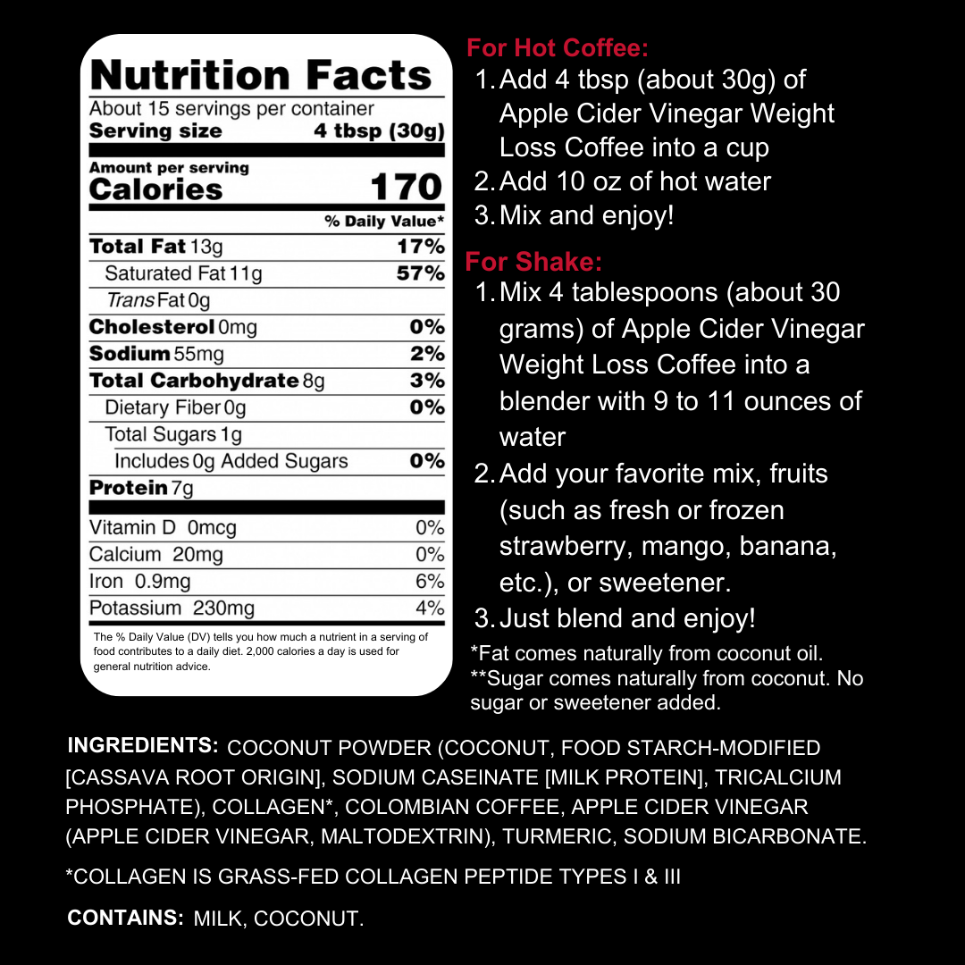 Apple Cider Vinegar Weight Loss Coffee (6-Pack)